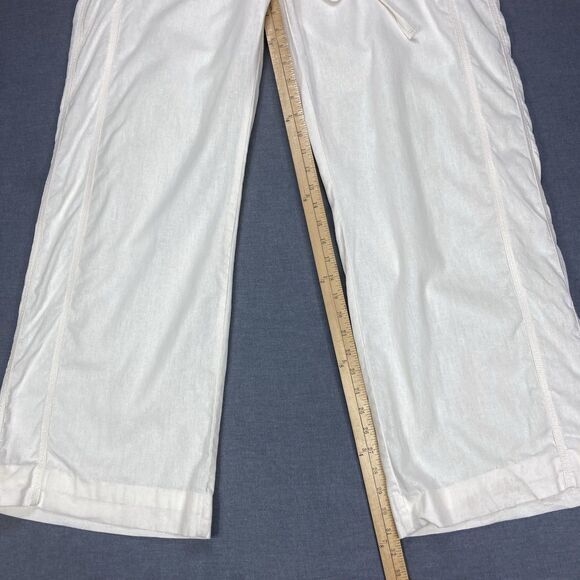Norma Kamali Linen Pants Womens XL Ivory Straight Leg Breathable Casual Comfort - Picture 11 of 13